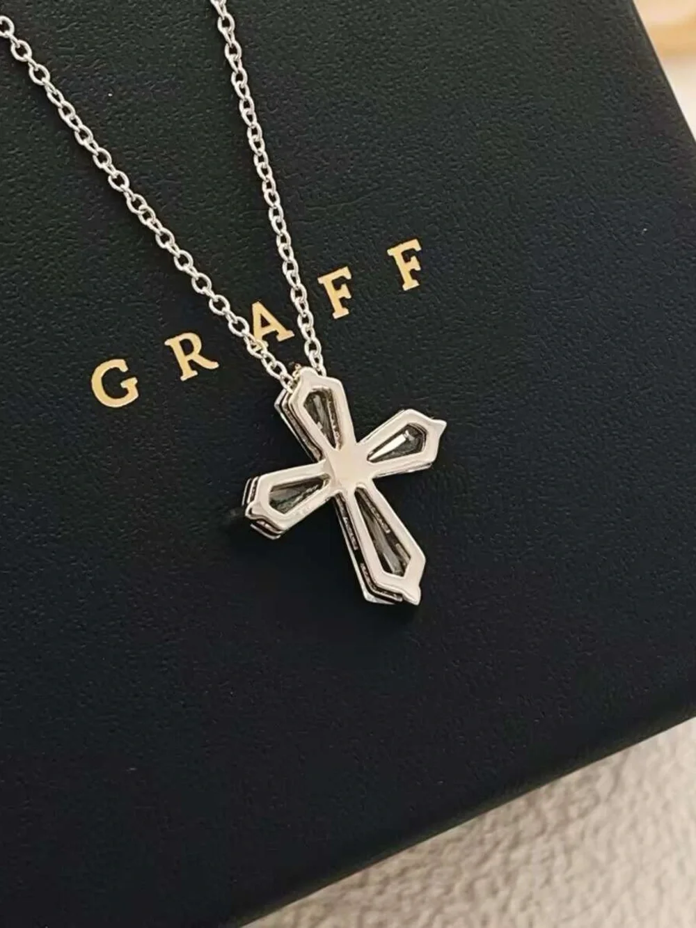 Silver Crystal Cross Pendant Necklace - Clear Crystal on Silver Chain